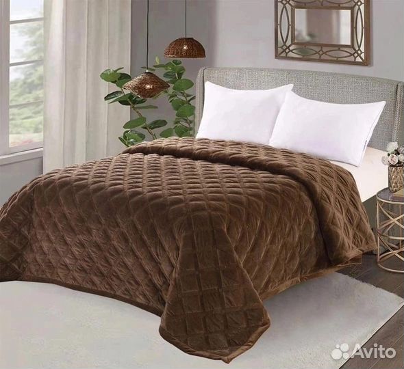 Покрывало на кровать велюр большое новое