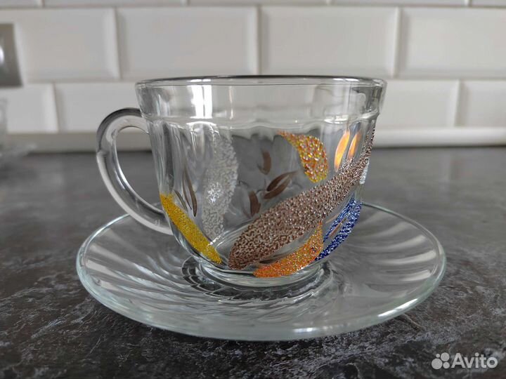 Подарочные чайные пары набор crystal glass