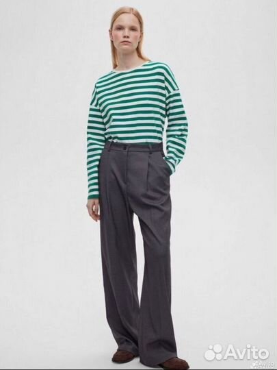 Брюки свободного кроя с защипами, S(44)