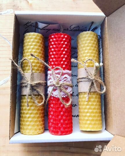 Подарочный набор свечей из вощины