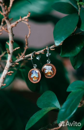 Серьги деревянные