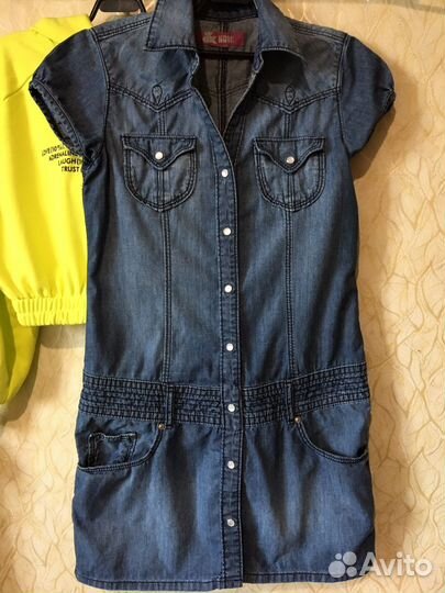 Джинсовое платье-рубашка 140р