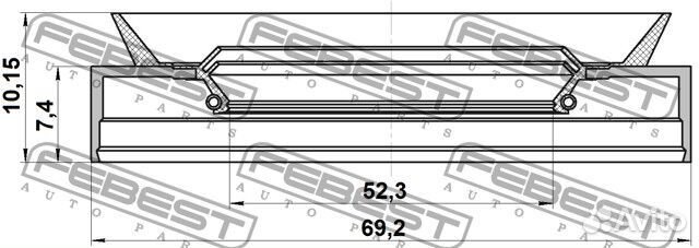 Сальник ступичный передний 52.3x69.2x7.4x10.15