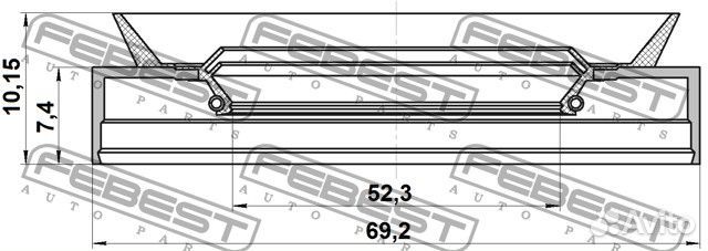 Сальник ступичный передний 52.3x69.2x7.4x10.15