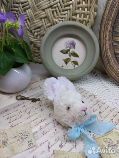 Зайка тедди (брошь) ручная работа
