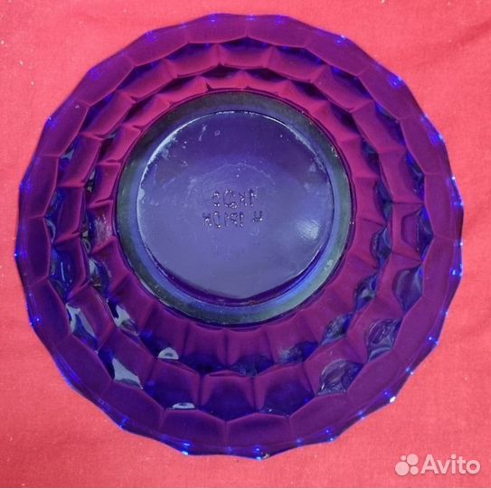 Салатник Фруктовница синее стекло винтаж СССР 70-е