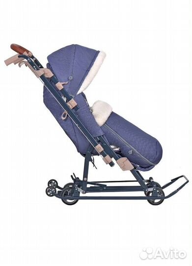 Детские санки с колёсами. Мех- овчинка