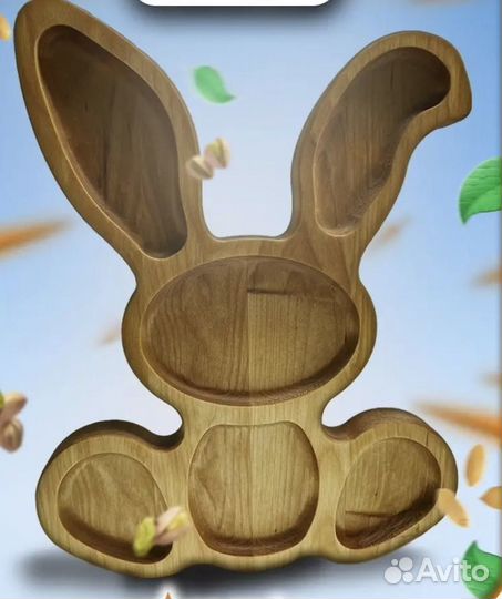 Менажница деревянная новая в форме зайца