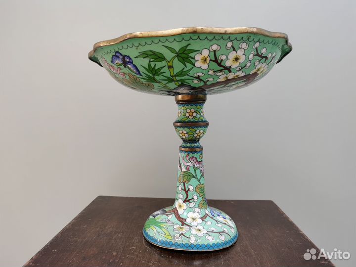 Фруктовница конфетница Китай 1950 эмаль клуазоне