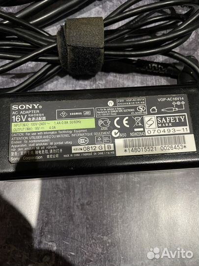Блок питания для ноутбука sony vaio 16v