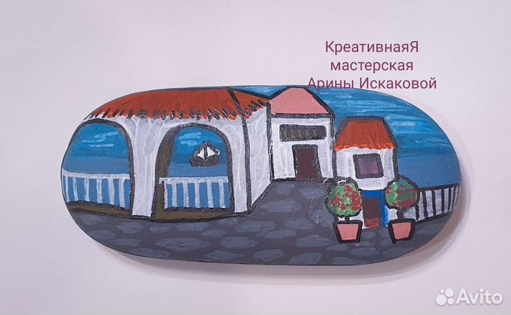 Роспись на камне, ручная работа. Сувенир