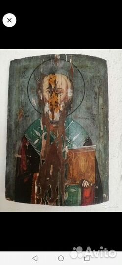 Икона Николай чудотворец 24х18см 19в