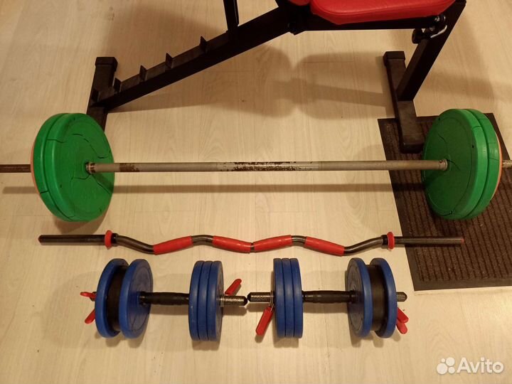 Штанга+гантели+скамья для жима