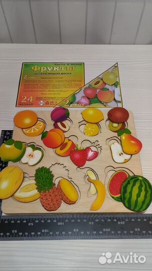 Пазлы деревянные детские Фрукты Транспорт