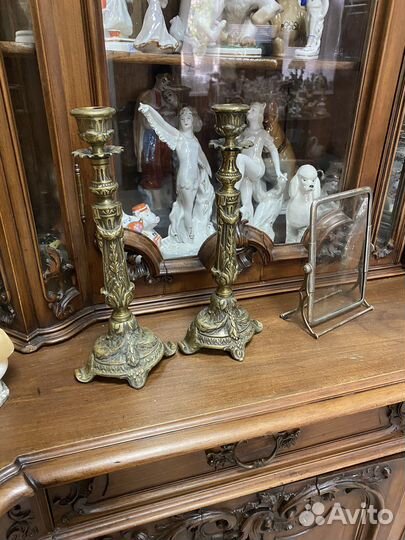 Подсвечники парные старинные бронза