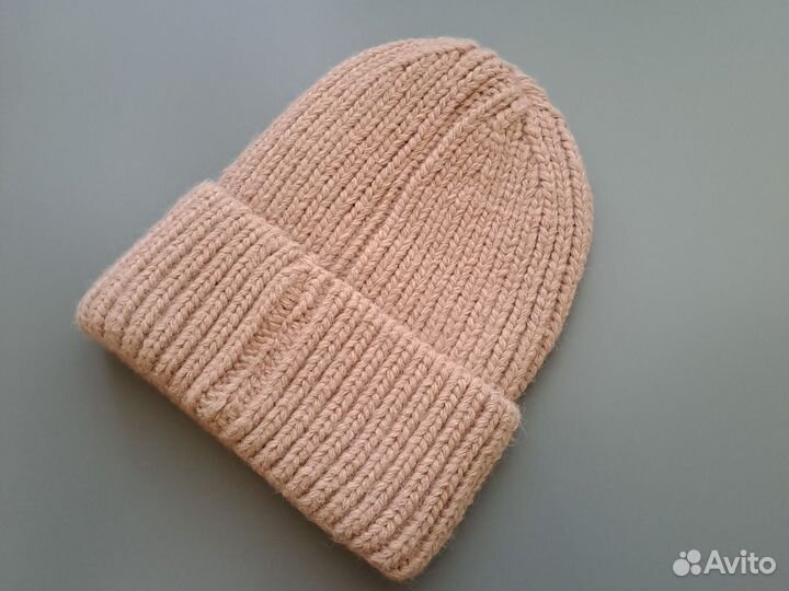 Шапка женская вязаная бини снуд комплект бежевый