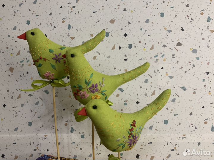Декор- текстильные птички- топеры