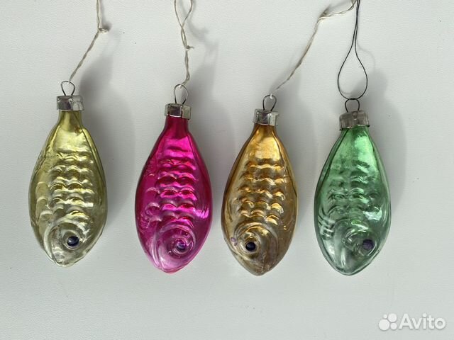 Елочные сосульки рыбки игрушки, новогодние 60е