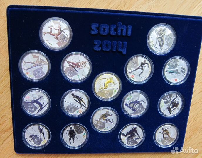 3 рубля серебро 16 штук Олимпиада Сочи 2014