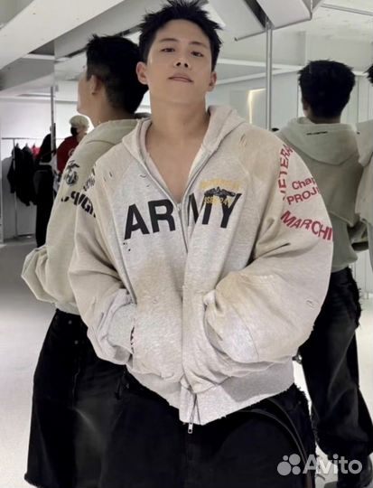 Худи Grailz Project Armt Dirty fit серое