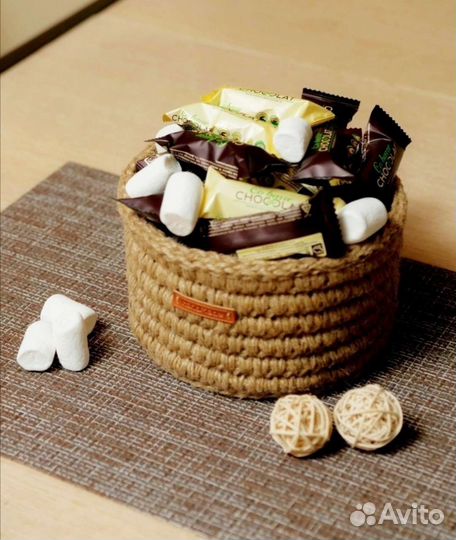 Корзинка плетеная джутовая 15*9 см