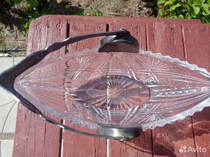 Ваза салатница лодочка хрусталь СССР