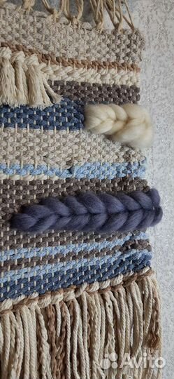 Панно в технике вивинг (бежево-серо-белое)