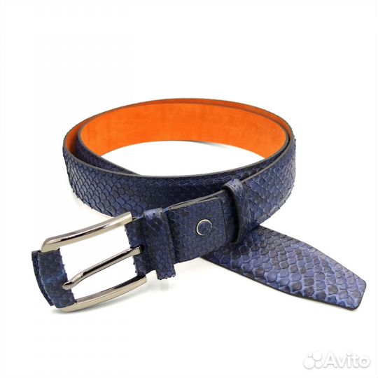 Ремень из натуральной кожи питона и страуса