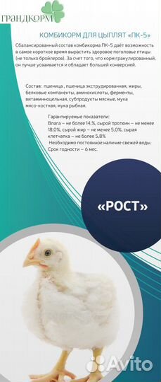 Комбикорм пк-5 для молодняка птицы