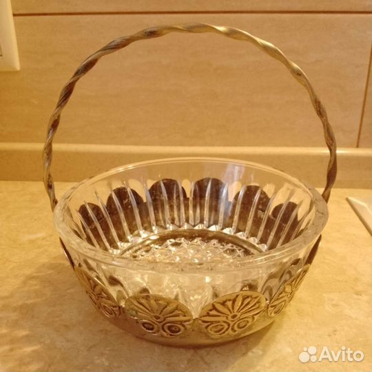 Конфетница СССР мельхиор хрусталь