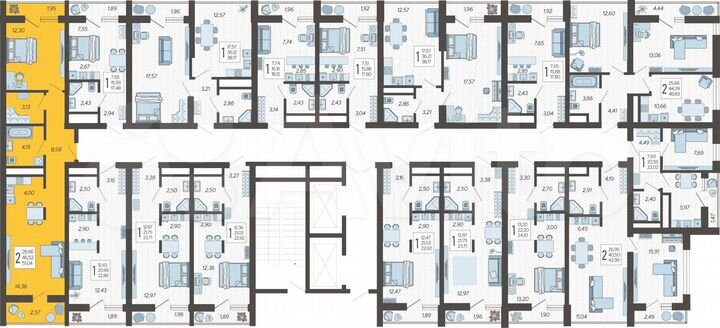 2-к. квартира, 51 м², 9/19 эт.