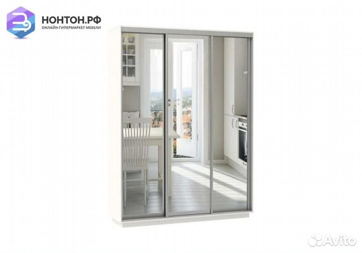 Шкаф-купе Нонтон 3-дверный с тремя зеркалами белый