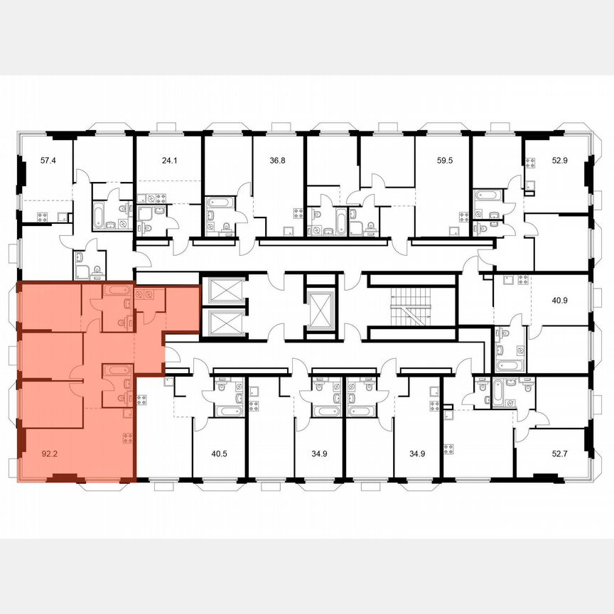 3-к. квартира, 91,1 м², 2/13 эт.