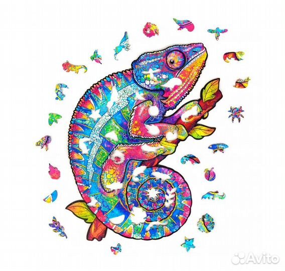 Фигурный пазл Unidragon, Радужный Хамелеон, размер