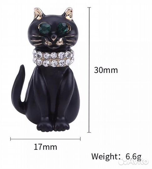 Брошь черный кот-новая
