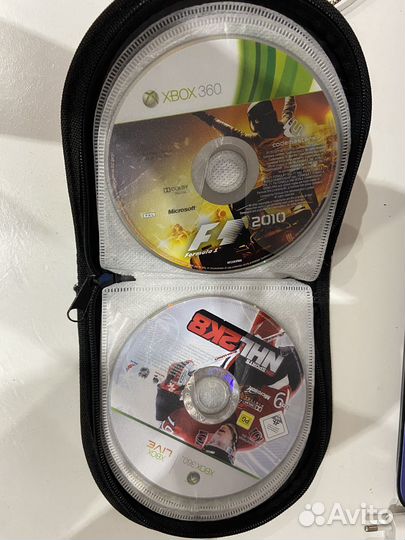 Xbox 360, 12 лиц дисков, 2 геймпада, коробка