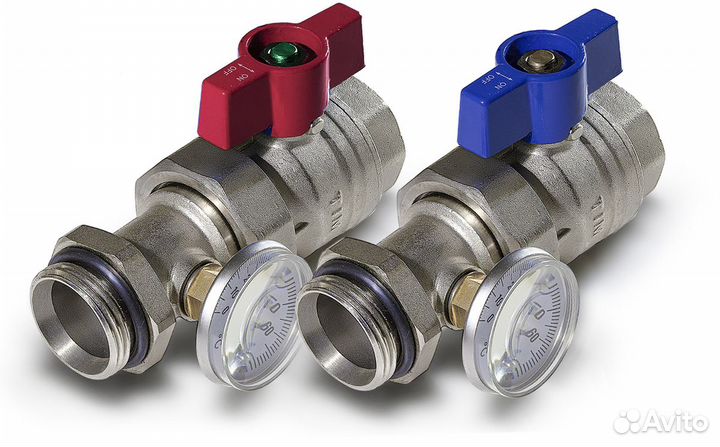 Кран прямой+тройник под термометр+термометр TIM M3