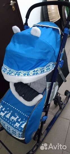 Детские санки коляска с колесами