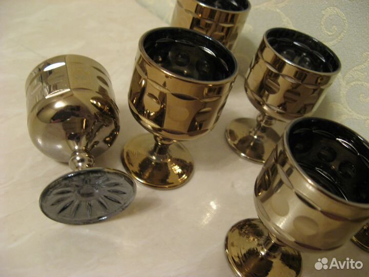 Креманка, рюмки цветное стекло. СССР Винтаж