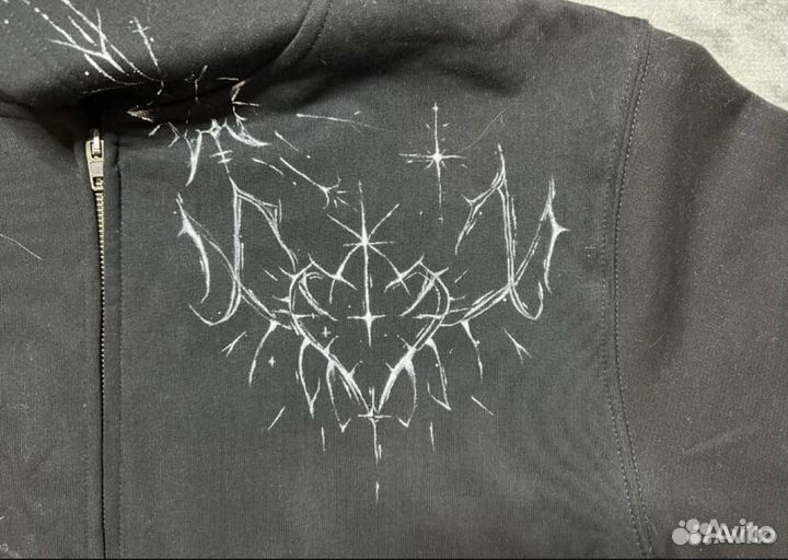 Custom Balenciaga tab logo cropped boxy zip hoodie