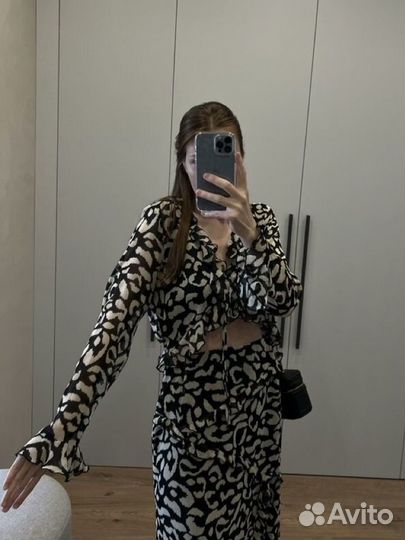 Леопардовое платье zara animal print (m-L)