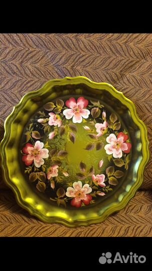 Поднос СССР ручная роспись Кольчугино