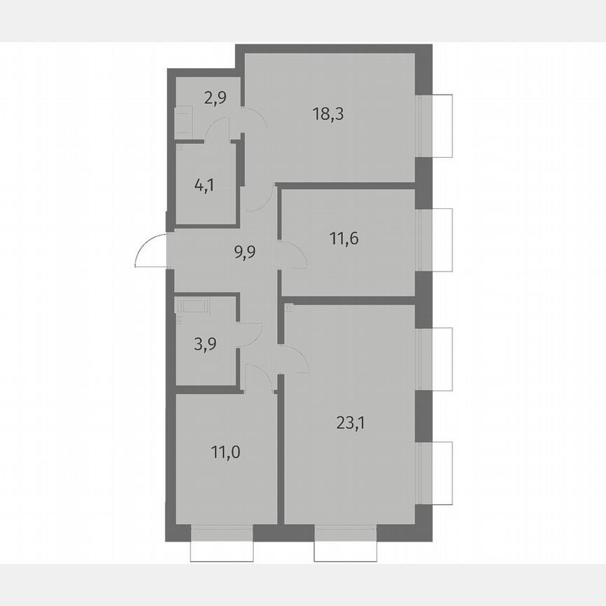 3-к. квартира, 84,8 м², 2/6 эт.