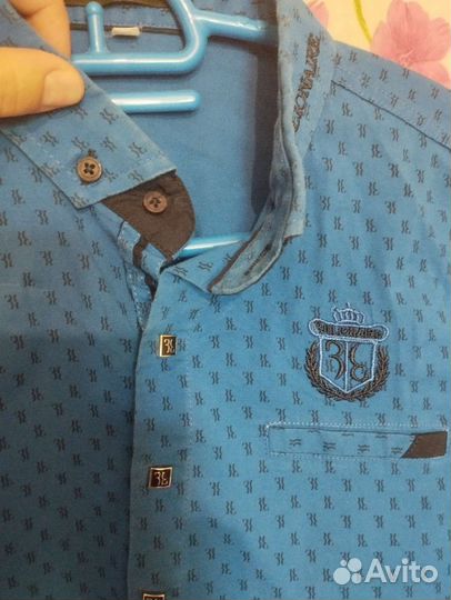 Рубашка на мальчика синяя до 134 см