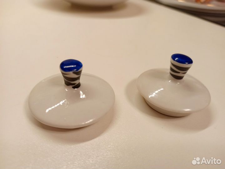 Фарфоровые крышки от сервиза Фрукты в корзине СССР