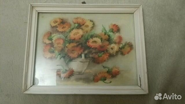 Картина Ноготки худ. Монахова винтаж