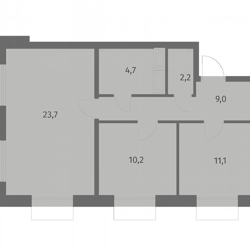 2-к. квартира, 60,9 м², 2/6 эт.