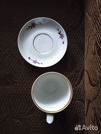 Чайная пара Большой бокал и блюдце СССР Дулево