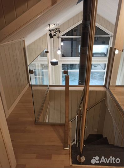 Перегородки из стекла для террас лестниц