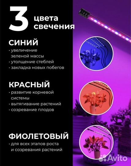 Фитосветильник фитолампа для растений и рассады